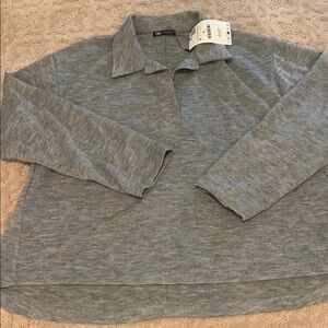 Zara Gray Long Sleeve top - NWT - size M
